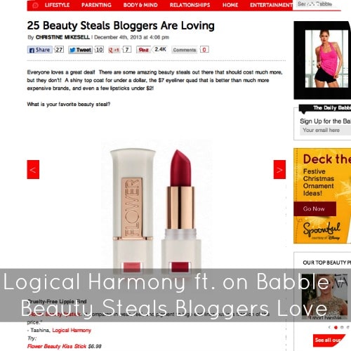 Logical Harmony featured on Babble – 25 Beauty Steals Bloggers Are Loving